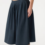 Bassike Crushed Cotton Gathered Skirt | Ink (PRE-ORDER)