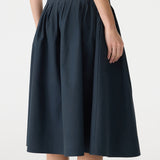 Bassike Crushed Cotton Gathered Skirt | Ink (PRE-ORDER)