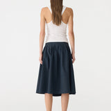 Bassike Crushed Cotton Gathered Skirt | Ink (PRE-ORDER)