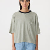 Bassike Stripe Boxy Pocket T-Shirt | Green/Blue/White