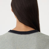 Bassike Stripe Boxy Pocket T-Shirt | Green/Blue/White