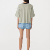 Bassike Stripe Boxy Pocket T-Shirt | Green/Blue/White