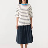 Bassike Stripe Stripe Boxy T-Shirt | Navy/Undyed/Blue (PRE-ORDER)