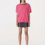 Bassike Stripe Boyfriend T-Shirt | Red/Pink/Washed Navy