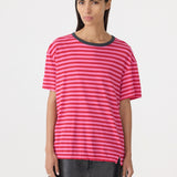 Bassike Stripe Boyfriend T-Shirt | Red/Pink/Washed Navy