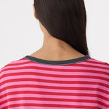 Bassike Stripe Boyfriend T-Shirt | Red/Pink/Washed Navy