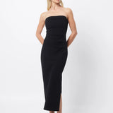 Mossman Revere Draped Midi Dress | Black