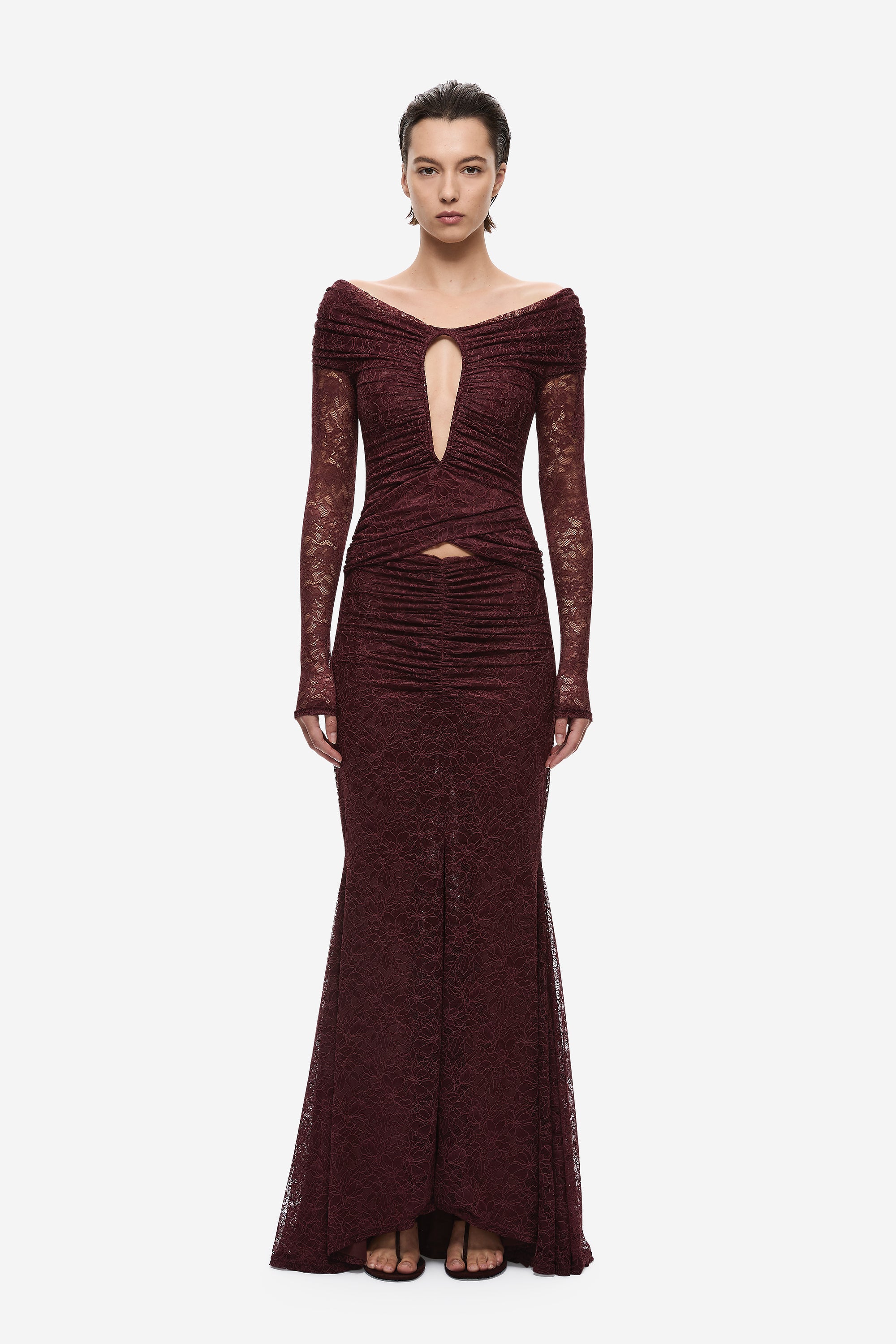 THE KALI RUFFLE LACE MAXI DRESS