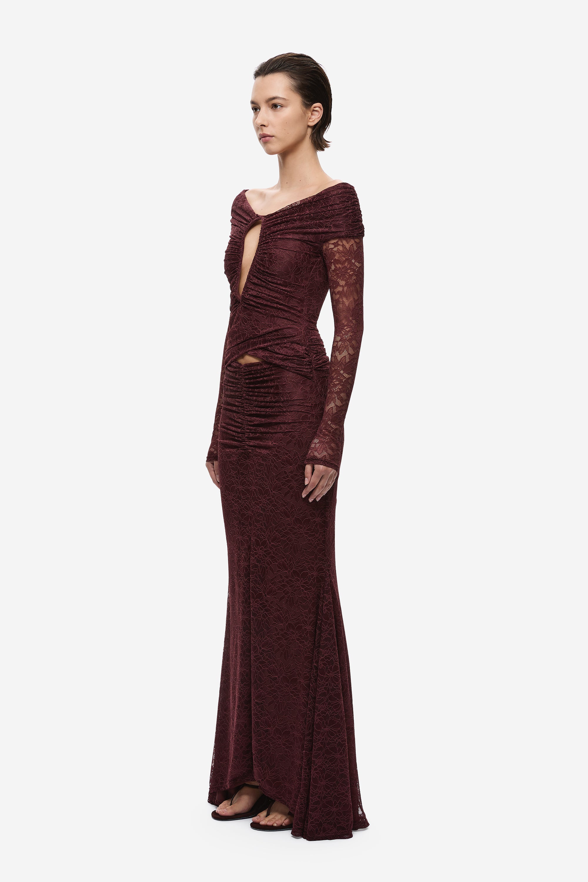 THE KALI RUFFLE LACE MAXI DRESS