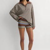 Faithful Ivana Polo Shirt | La Palma Stripe Carob (PRE-ORDER)