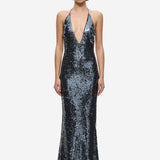 THE PLUNGE SEQUIN JERSEY MAXI DRESS