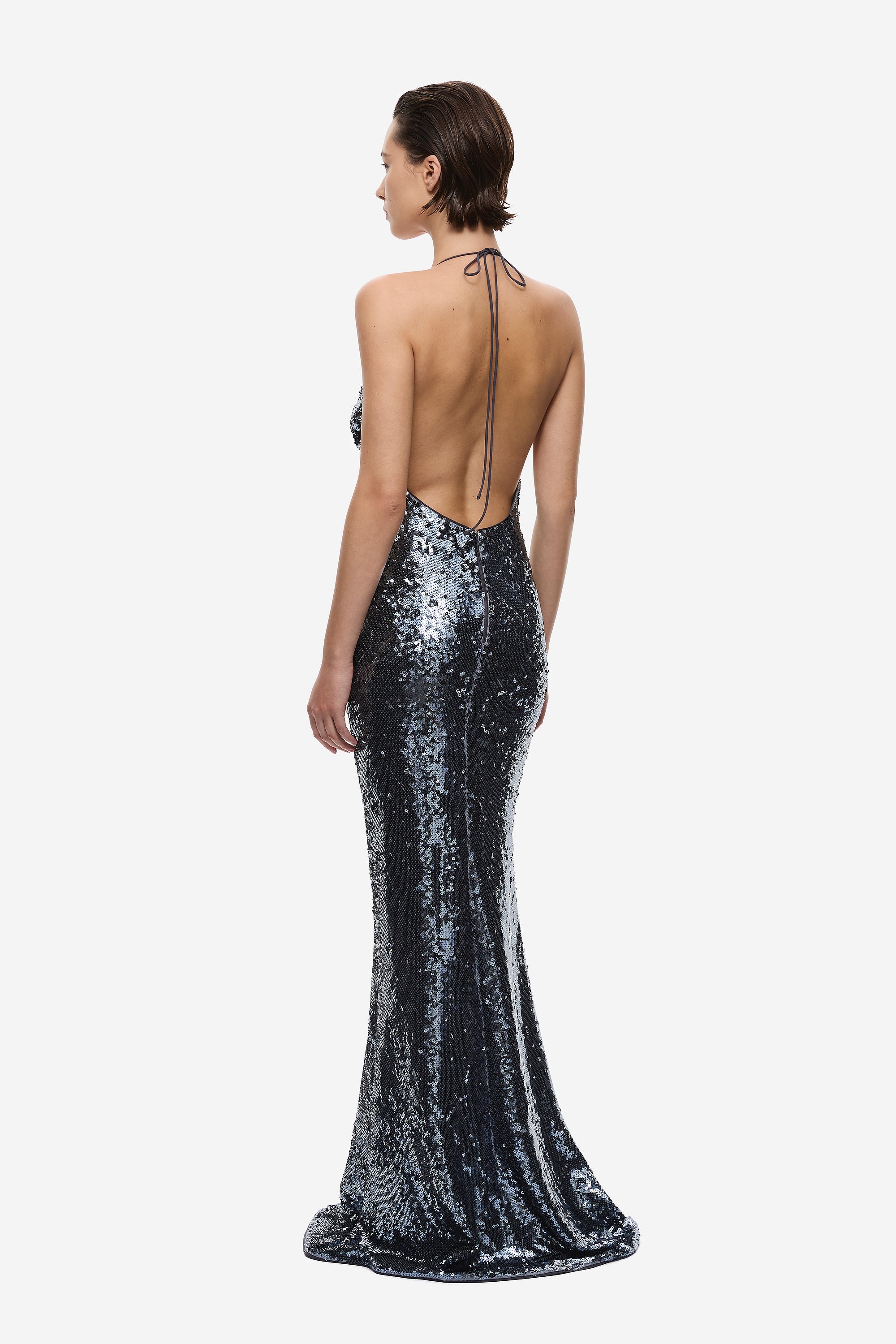 THE PLUNGE SEQUIN JERSEY MAXI DRESS