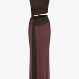 Bec + Bridge Conni Twist Maxi Dress | Aubergine/ Dark Chocolate