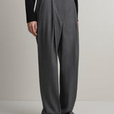 A.Emery The Goddard Straight Pant | Charcoal Pinstripe
