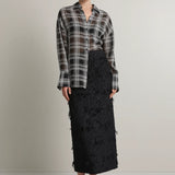 A.Emery Joyse Sheer Shirt | Black White Check