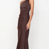 Bec + Bridge Sol Asym Dress | Dark Chocolate (PRE-ORDER)