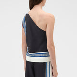 Oroton Silk Scarf One Shoulder Top