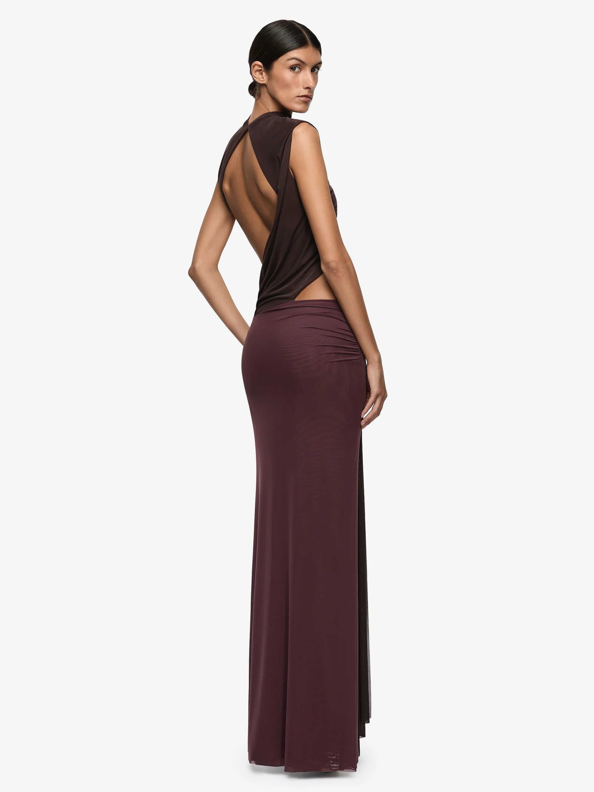 Bec + Bridge Conni Twist Maxi Dress | Aubergine/ Dark Chocolate (PRE-ORDER)