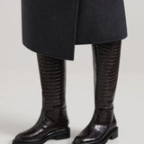 A.Emery Jude Knee High Boot | Bistre Embossed Croc