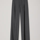 A.Emery The Goddard Straight Pant | Charcoal Pinstripe