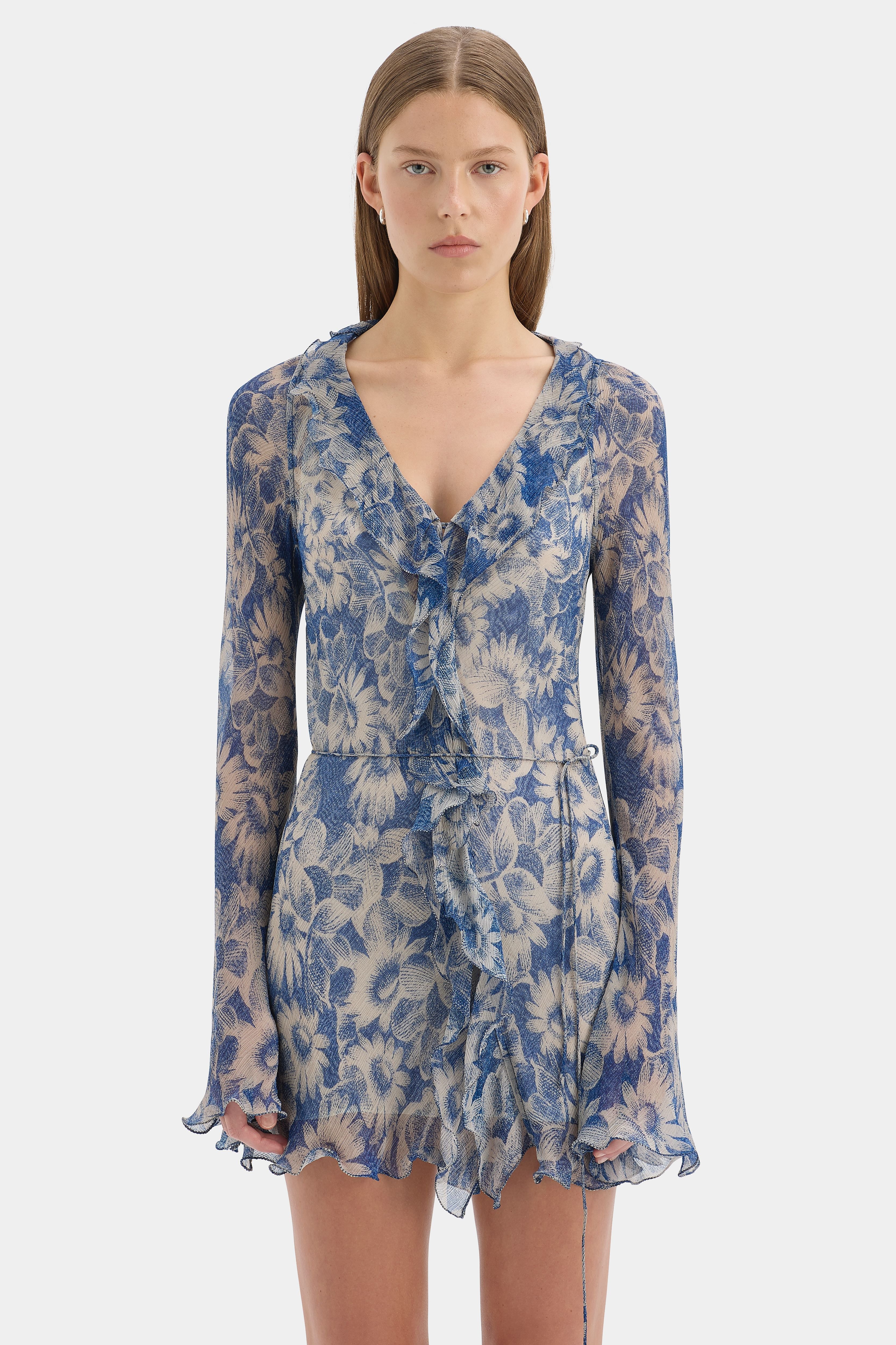 Lilia Ruffle Long Sleeve Mini Dress