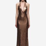 THE PLUNGE SEQUIN JERSEY MAXI DRESS