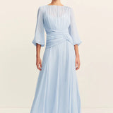 Shona Joy Emory High Neck Balloon Sleeve Maxi Dress | Arcadian Blue (PRE-ORDER)