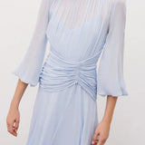 Shona Joy Emory High Neck Balloon Sleeve Maxi Dress | Arcadian Blue (PRE-ORDER)