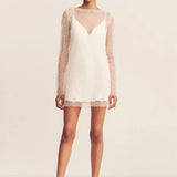 Shona Joy Iridescent Long Sleeve Mini Dress | White (PRE-ORDER)