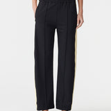Bassike Twill Stripe Detail Pant | Black/ Pale Yellow