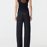 Bassike Twill Stripe Detail Pant | Black/ Pale Yellow