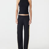 Bassike Twill Stripe Detail Pant | Black/ Pale Yellow