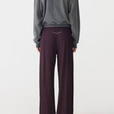 Bassike Twill Stripe Detail Pant | Dark Plum/ Ink