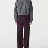 Bassike Twill Stripe Detail Pant | Dark Plum/ Ink