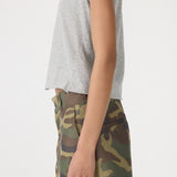 Bassike Contrast V-Neck Baby T-Shirt | Grey Marl/Heritage Red