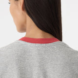 Bassike Contrast V-Neck Baby T-Shirt | Grey Marl/Heritage Red