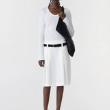 Bassike Crushed Cotton Box Pleat Skirt | Natural
