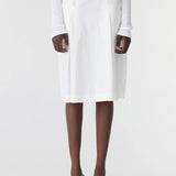 Bassike Crushed Cotton Box Pleat Skirt | Natural