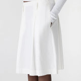 Bassike Crushed Cotton Box Pleat Skirt | Natural