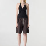 Bassike Crushed Cotton Workwear Short | Chocolate Brown