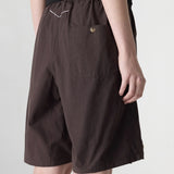 Bassike Crushed Cotton Workwear Short | Chocolate Brown