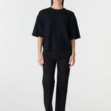 Bassike Slub Yoke Slouch T-Shirt | Black (PRE-ORDER)