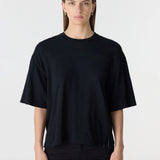Bassike Slub Yoke Slouch T-Shirt | Black (PRE-ORDER)