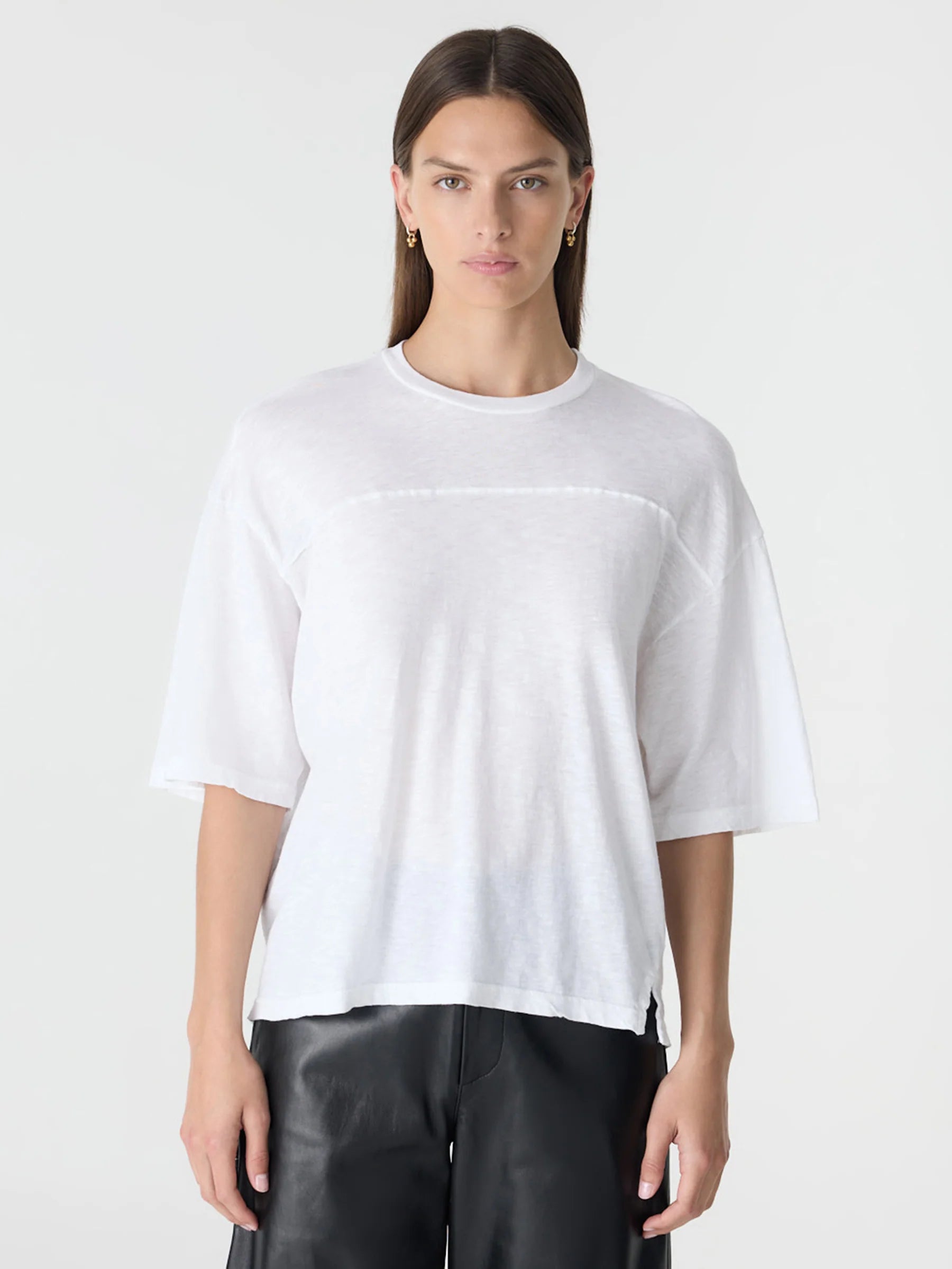 Bassike Slub Yoke Slouch T-Shirt | White (PRE-ORDER)