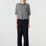 Bassike Fine Merino Slouch Knit T-Shirt | Charcoal Marl/Natural