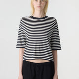 Bassike Fine Merino Slouch Knit T-Shirt | Charcoal Marl/Natural