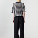 Bassike Fine Merino Slouch Knit T-Shirt | Charcoal Marl/Natural