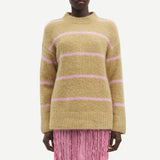Samsoe Samsoe Sajoan Sweater | Olive Grey Stripe