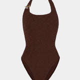 Hunza G Sandy T-Bar Swim Crinkle | Metallic Chocolate