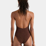 Hunza G Sandy T-Bar Swim Crinkle | Metallic Chocolate